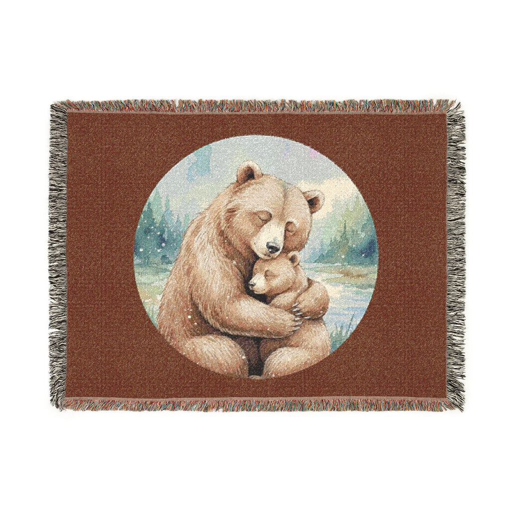 Cozy Mama Bear & Cub - Cotton, Woven Blanket