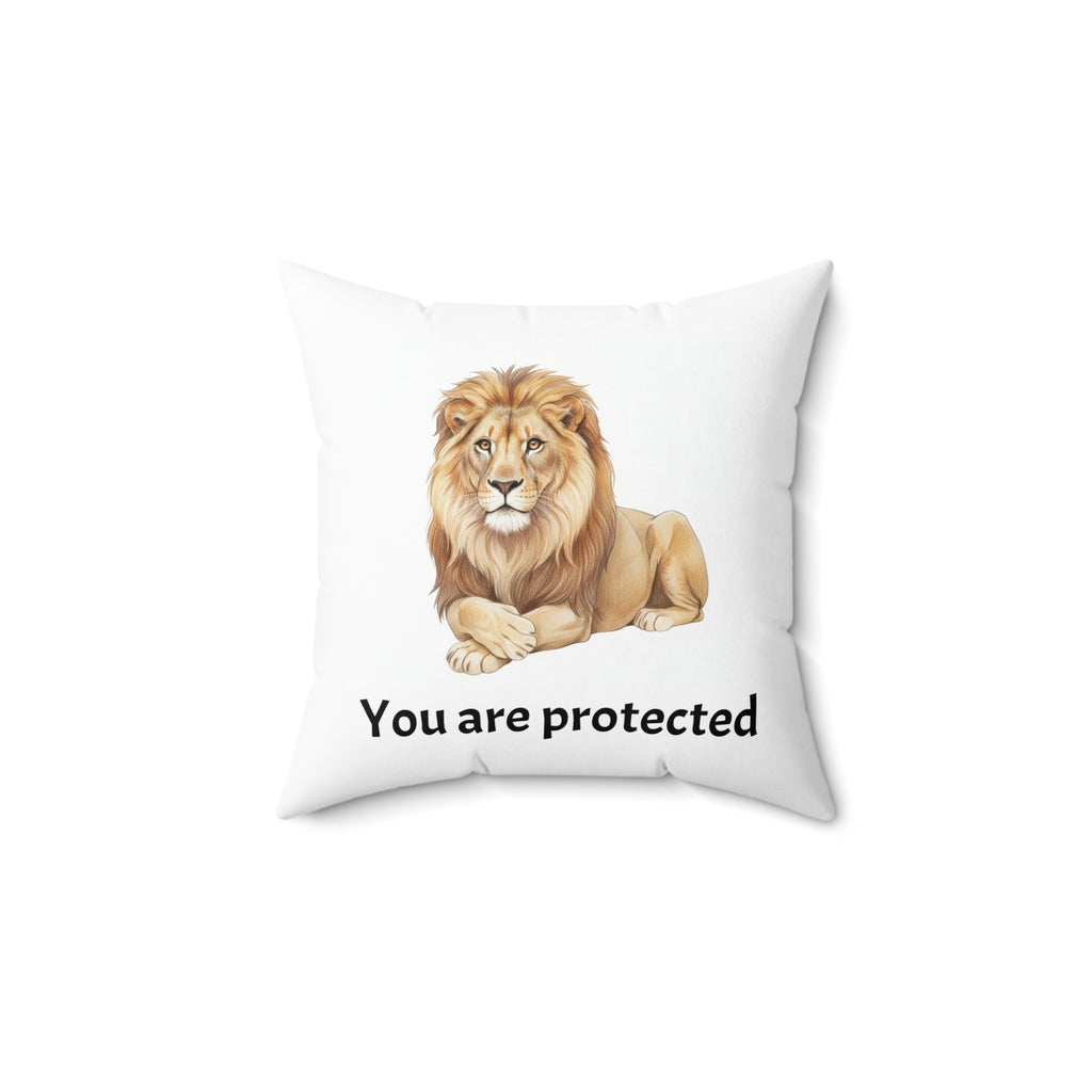 Lion Calm Corner Pillow — "You Are Protected"