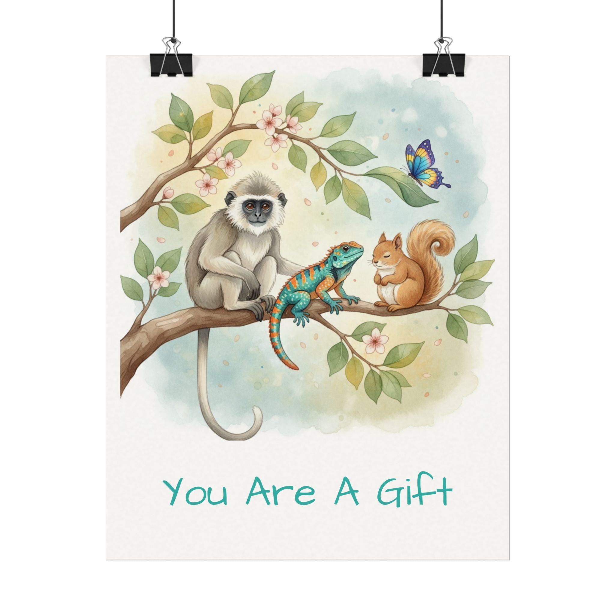 You Are A Gift Watercolor Animal Poster — Calm Corner Wall Art