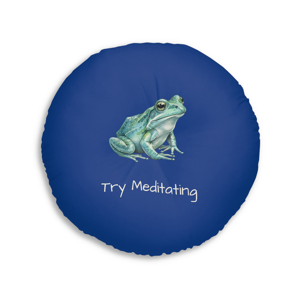 Round Floor Pillow —  Turtle & Frog Relaxation Cushion
