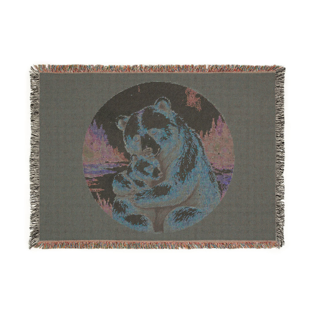 Cozy Mama Bear & Cub - Cotton, Woven Blanket