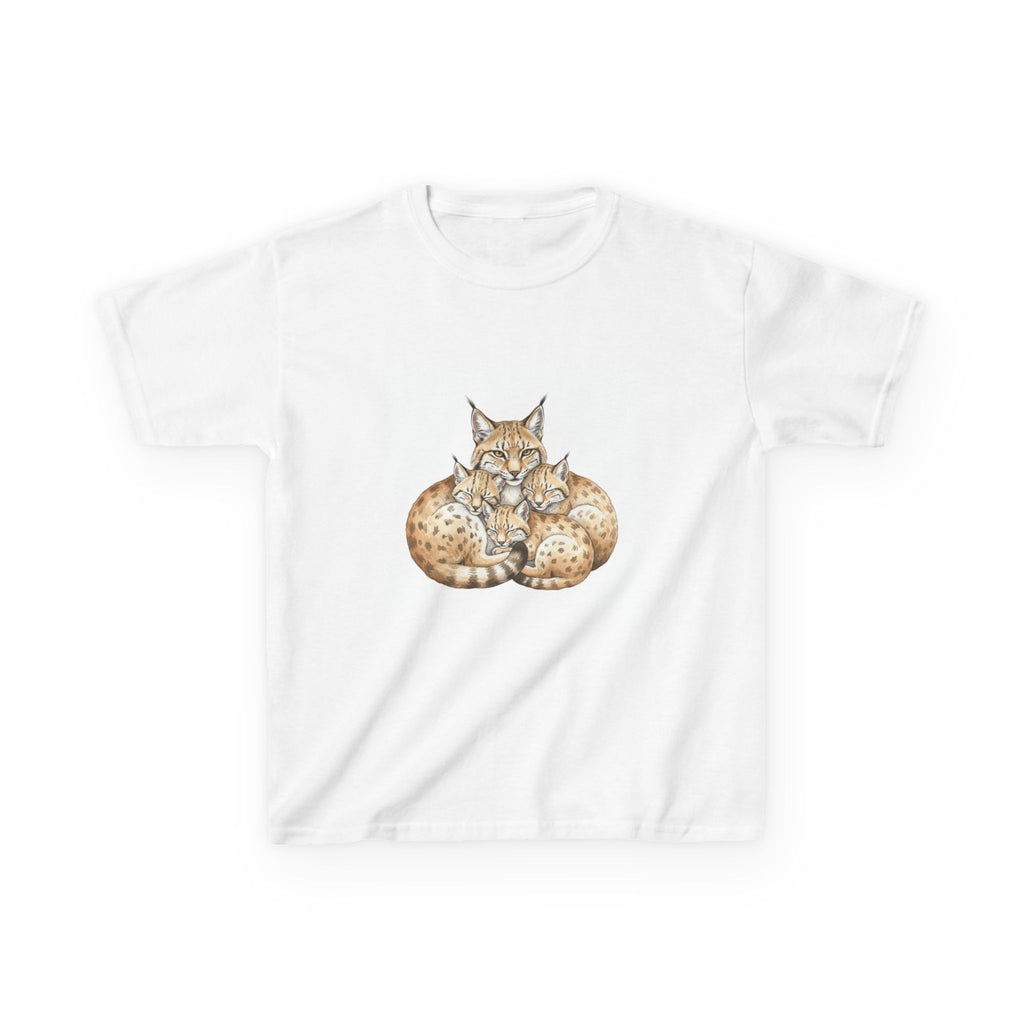 Kids T-Shirt — Cute Sleeping Lynx Illustration
