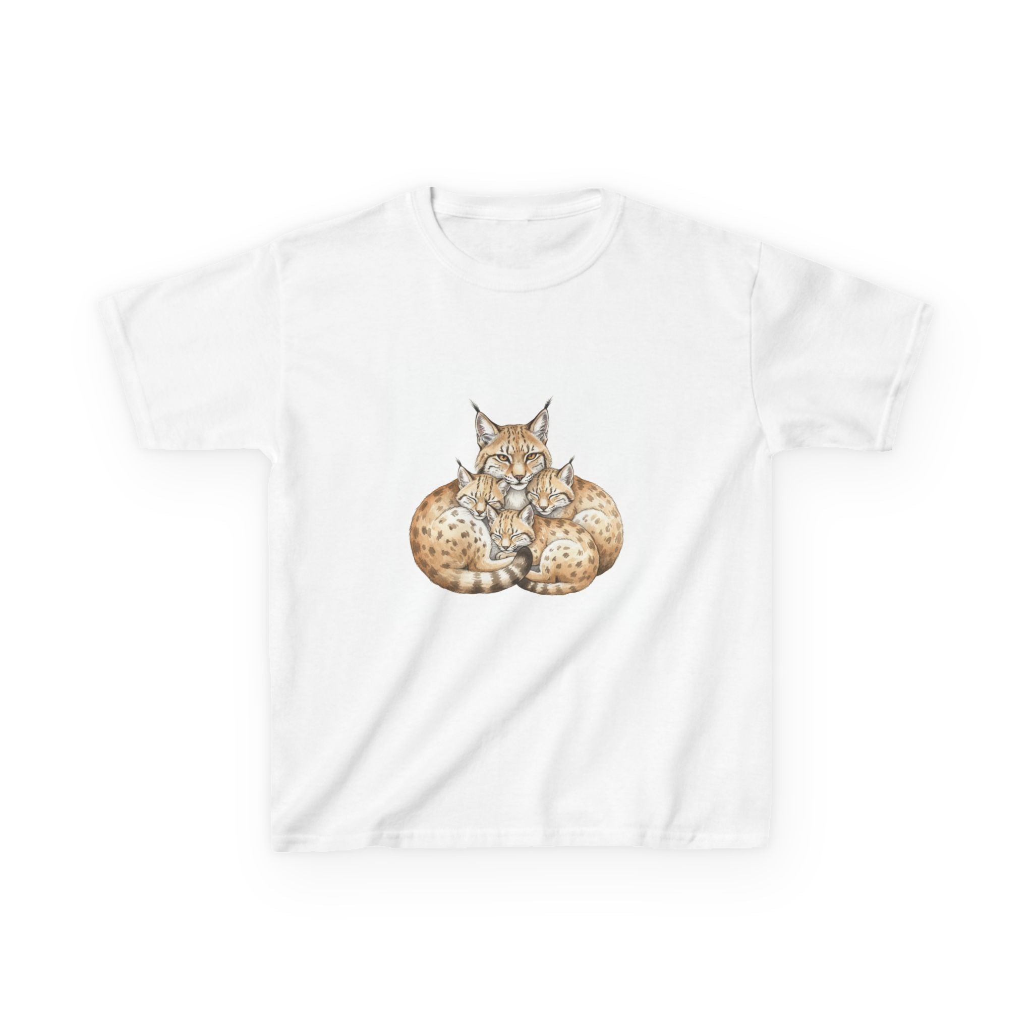 Kids T-Shirt — Cute Sleeping Lynx Illustration