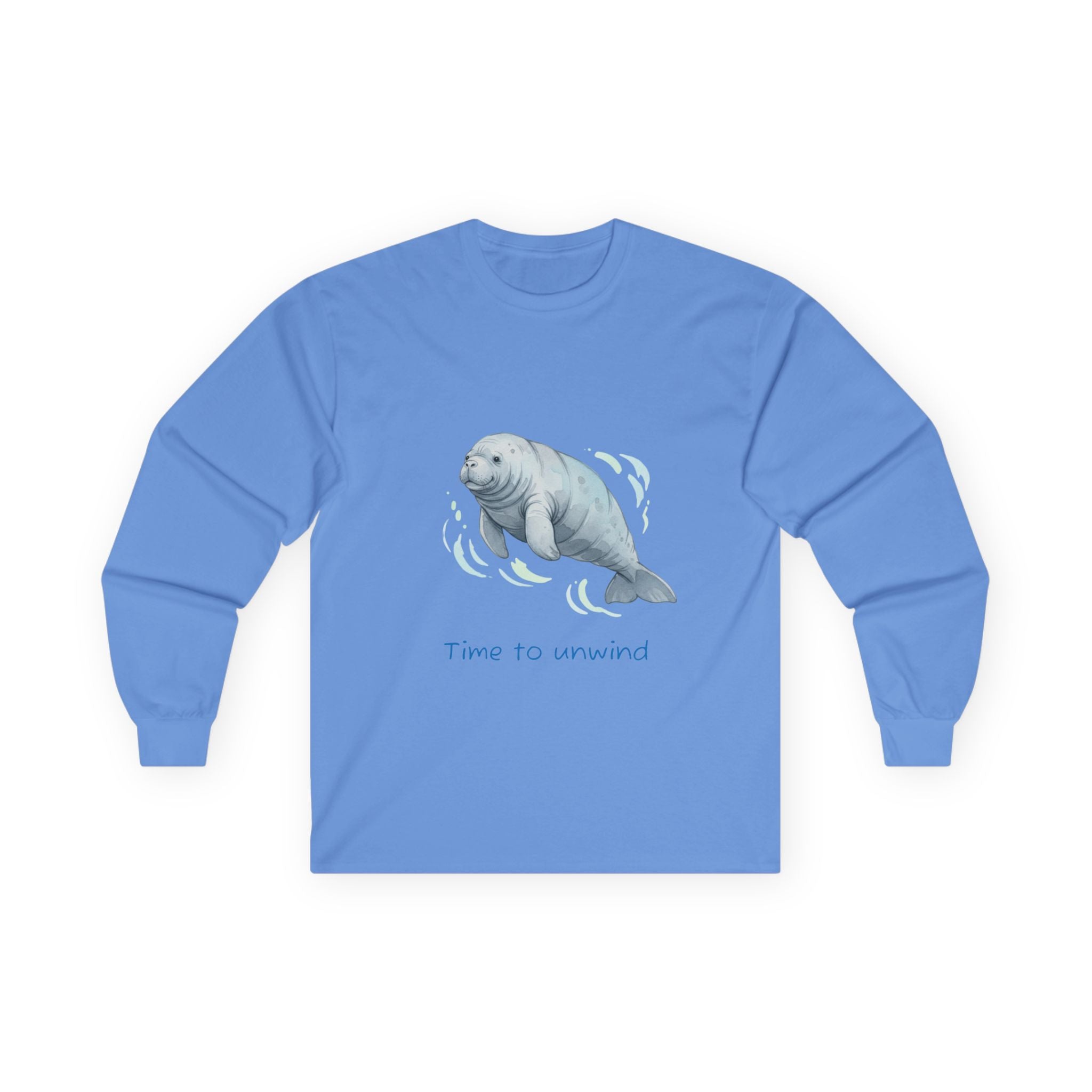 Manatee 'Time to Unwind' Adult Long Sleeve Tee