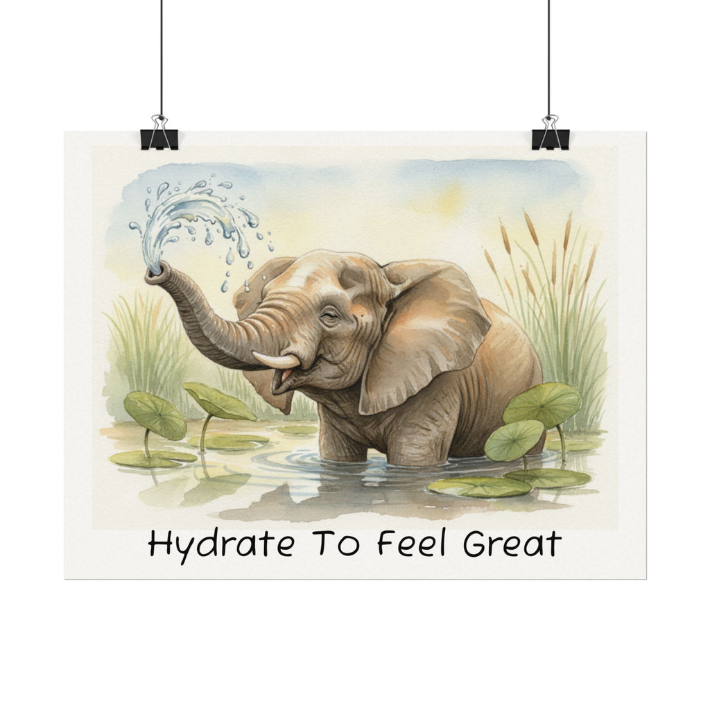 Hydrate To Feel Great - Elephant Watercolor Painting