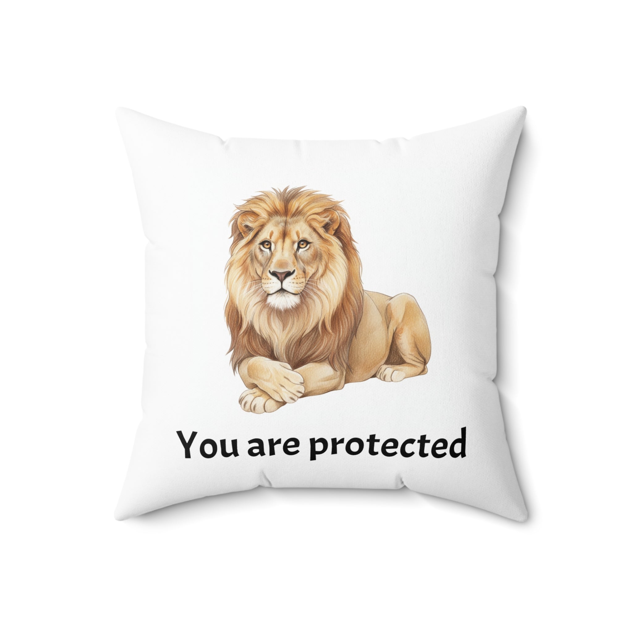 Lion Calm Corner Pillow — "You Are Protected"