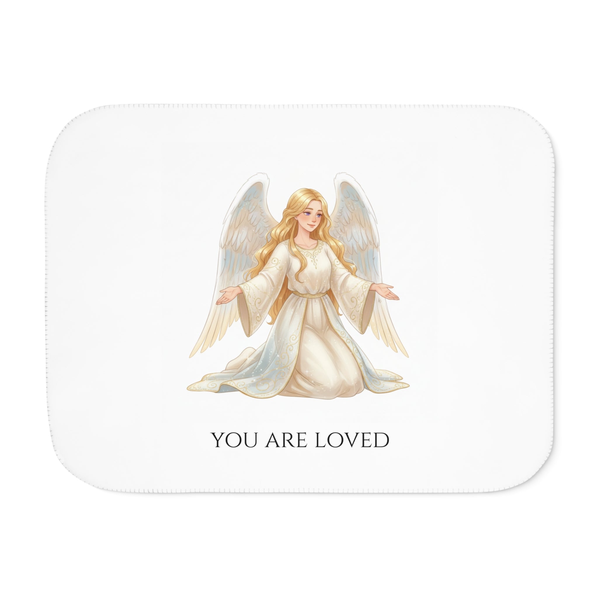 Angel "You Are Loved" Sherpa Blanket — Cozy Two-Tone Throw