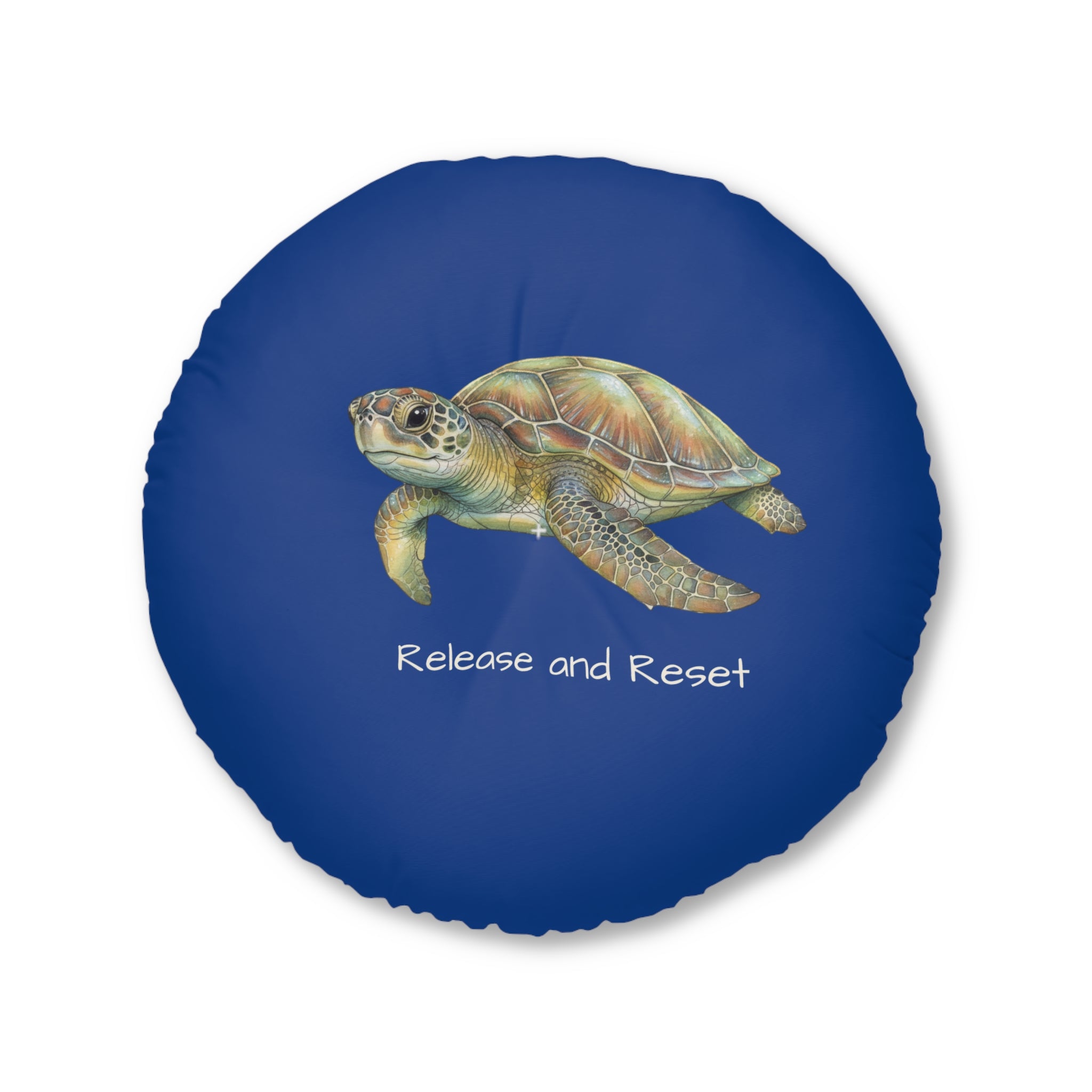 Round Floor Pillow —  Turtle & Frog Relaxation Cushion