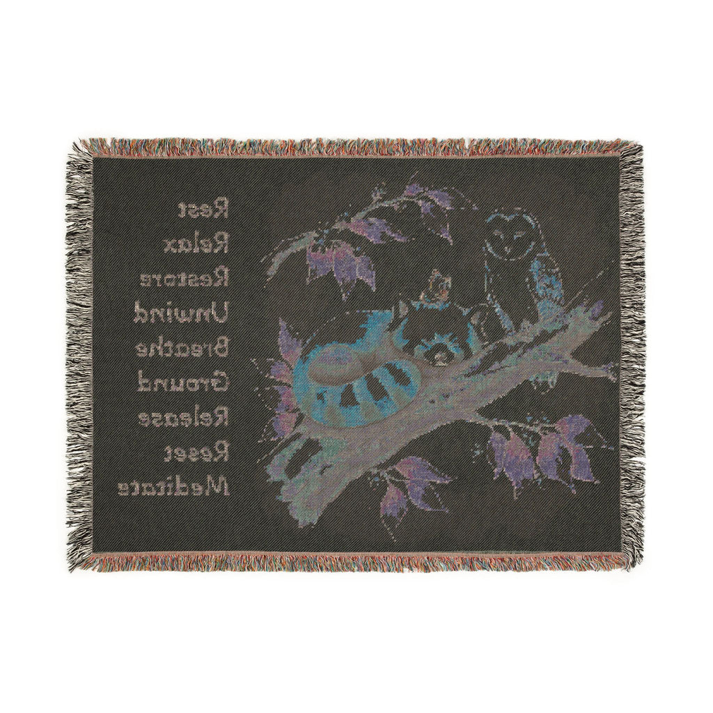 Red Panda Woven Blanket — "Breathe, Relax" Meditation Throw