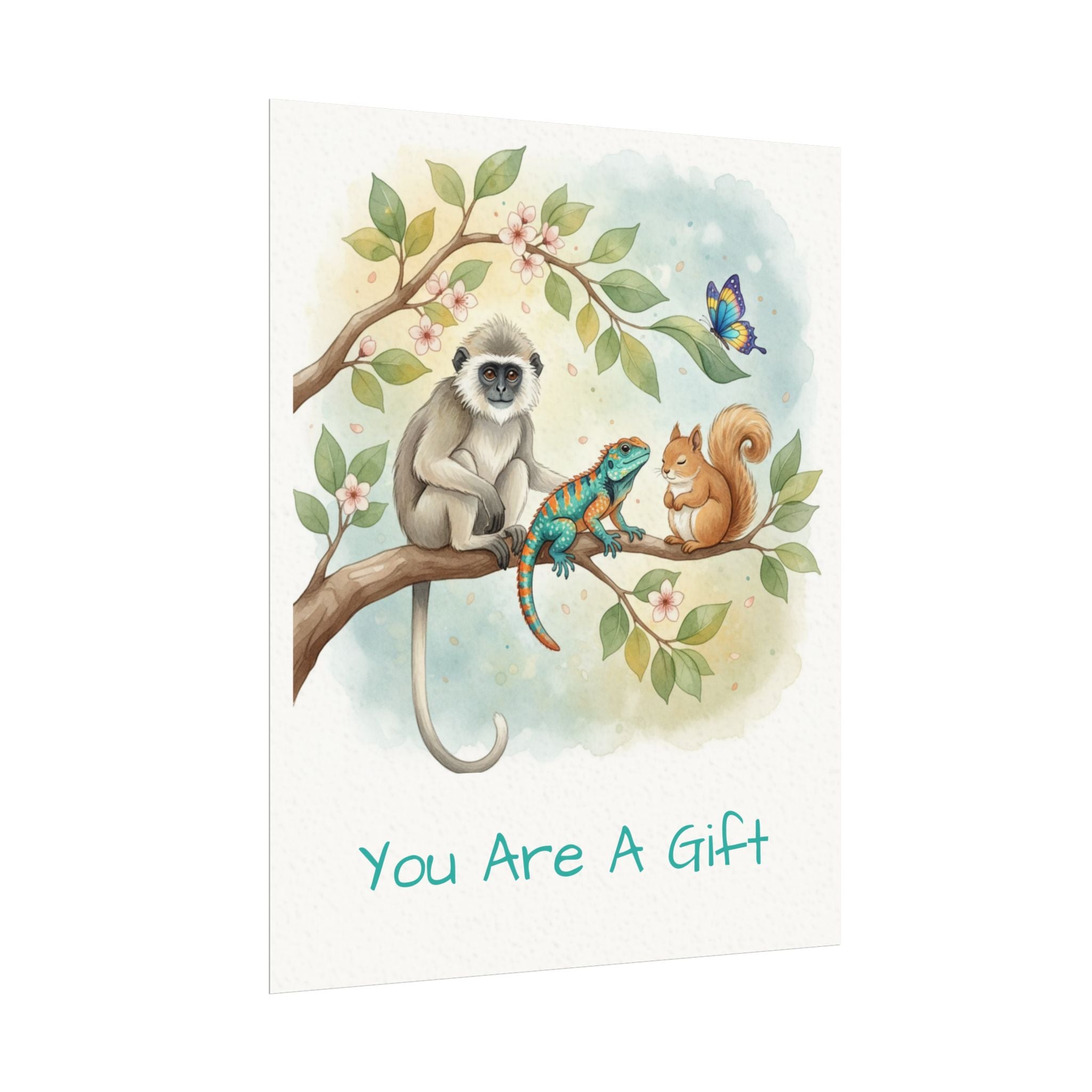 You Are A Gift Watercolor Animal Poster — Calm Corner Wall Art
