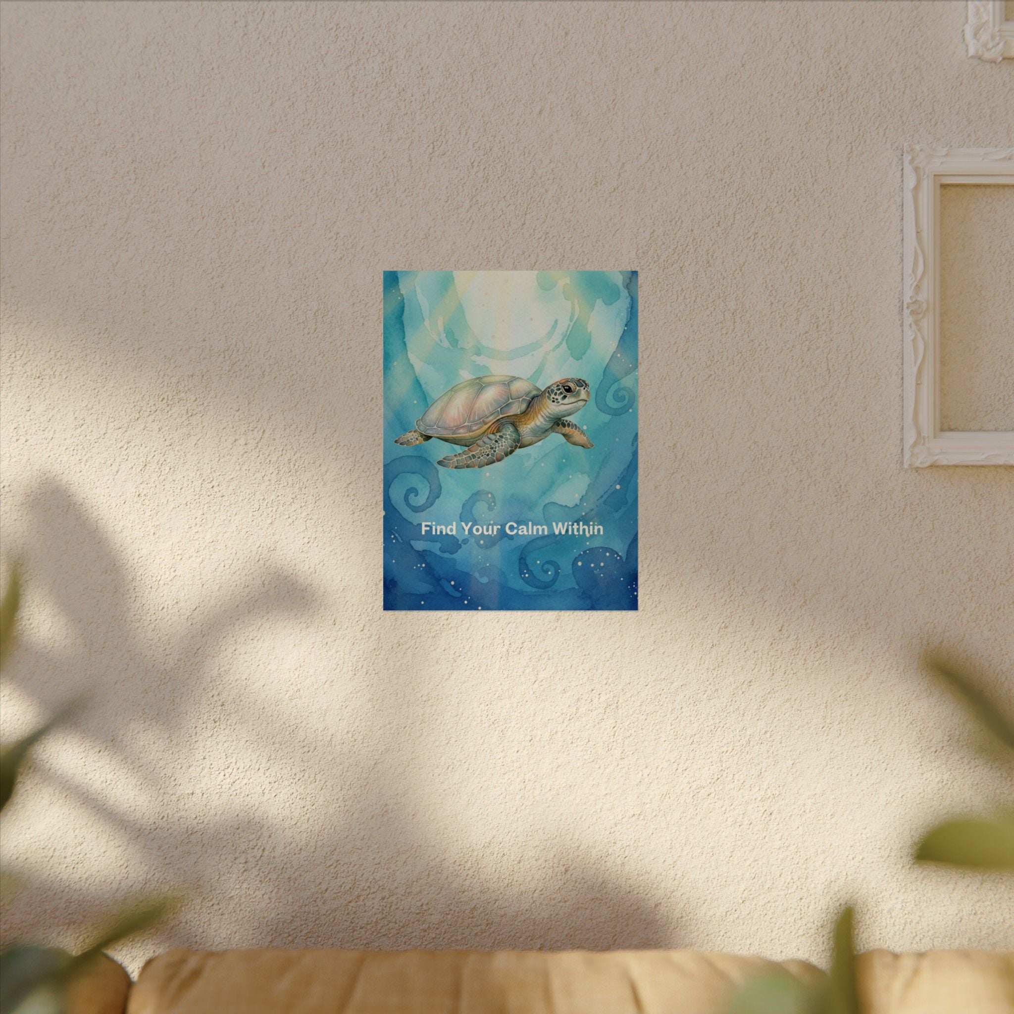 Find Your Calm Within Turtle Watercolor Poster