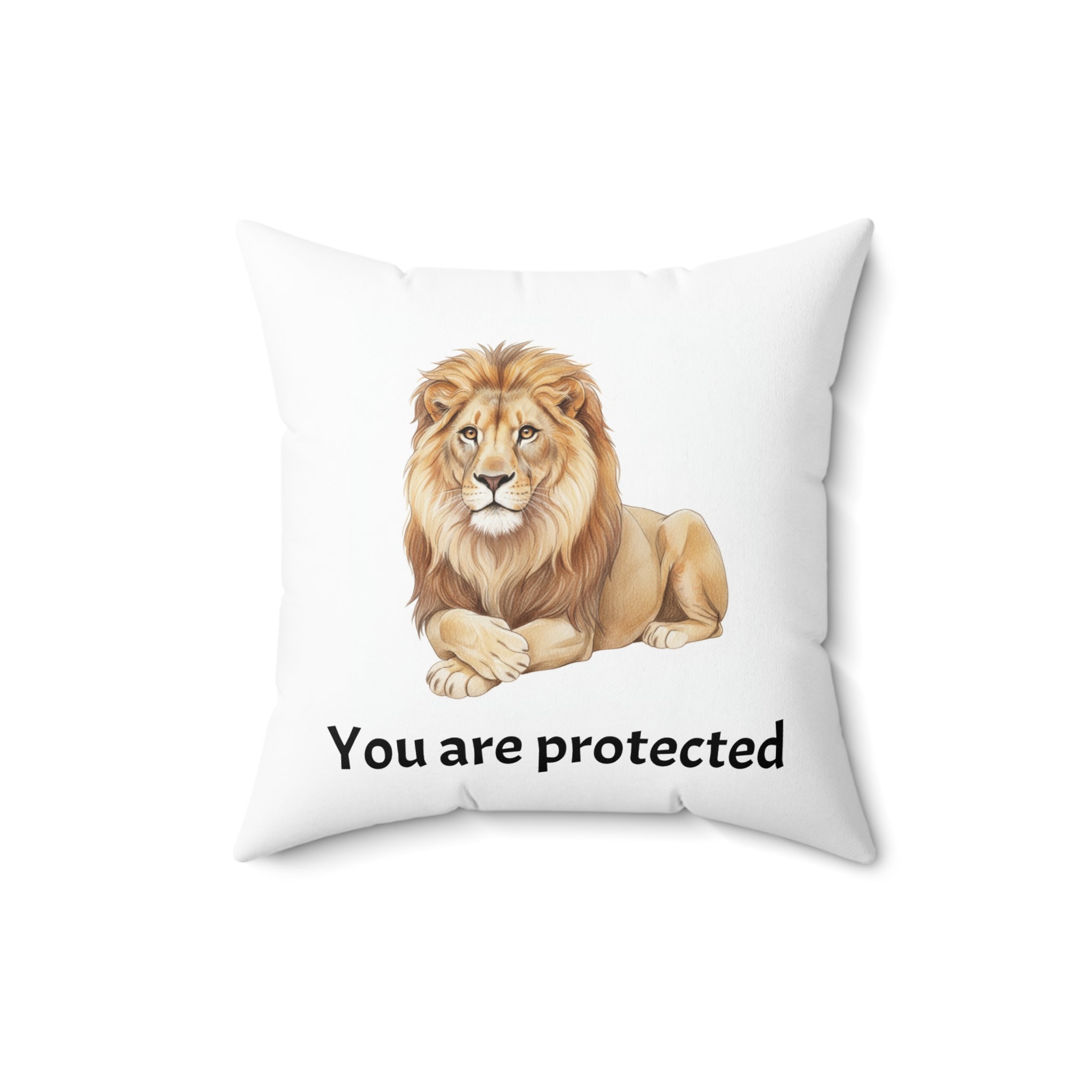Lion Calm Corner Pillow — "You Are Protected"