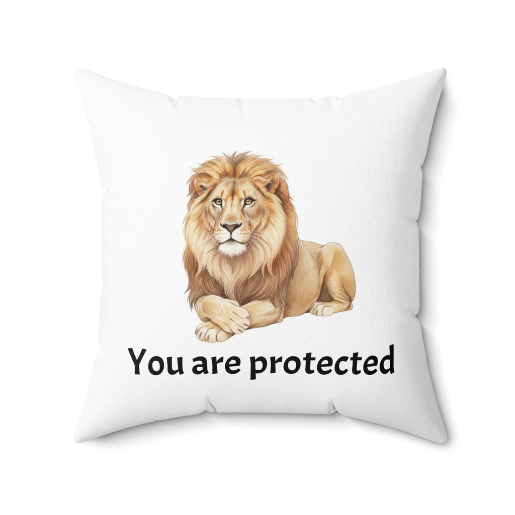 Lion Calm Corner Pillow — "You Are Protected"