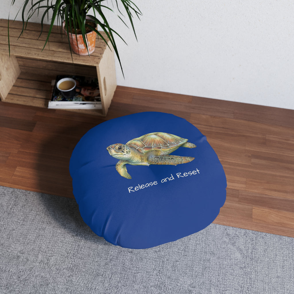 Round Floor Pillow —  Turtle & Frog Relaxation Cushion