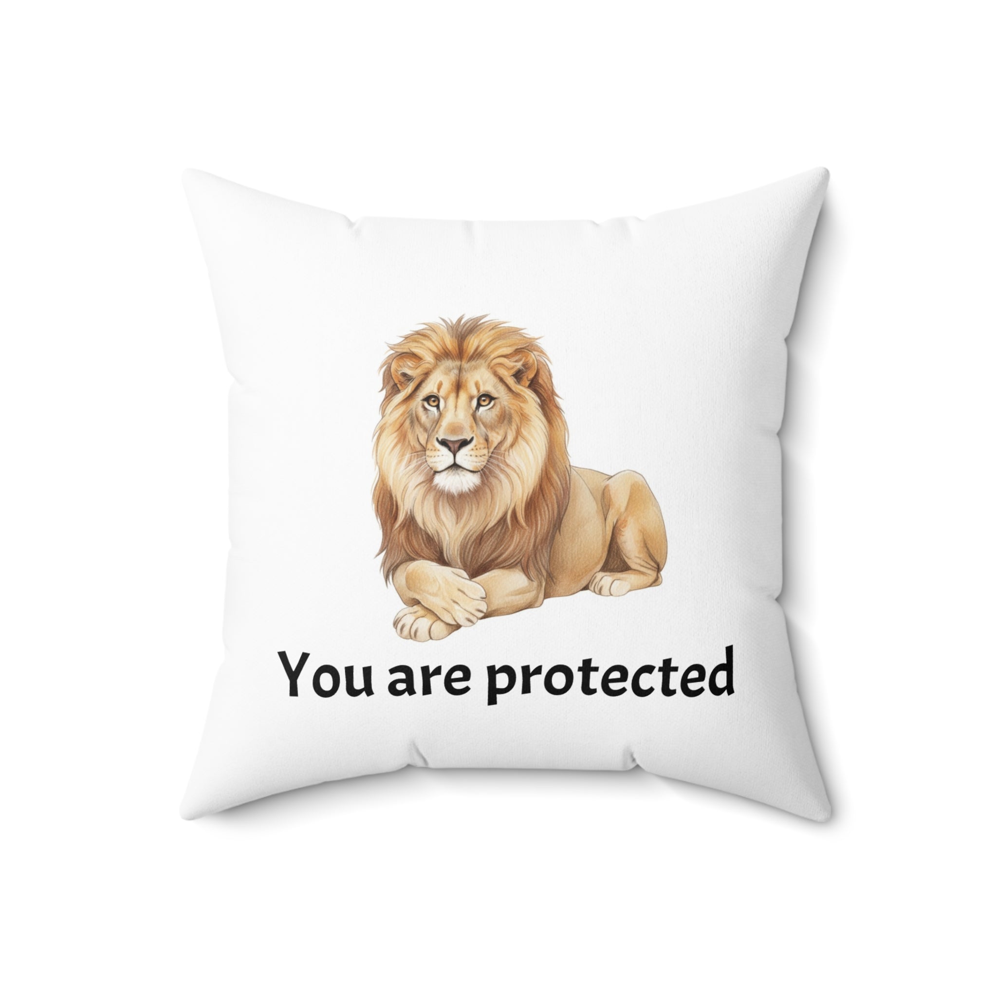 Lion Calm Corner Pillow — "You Are Protected"