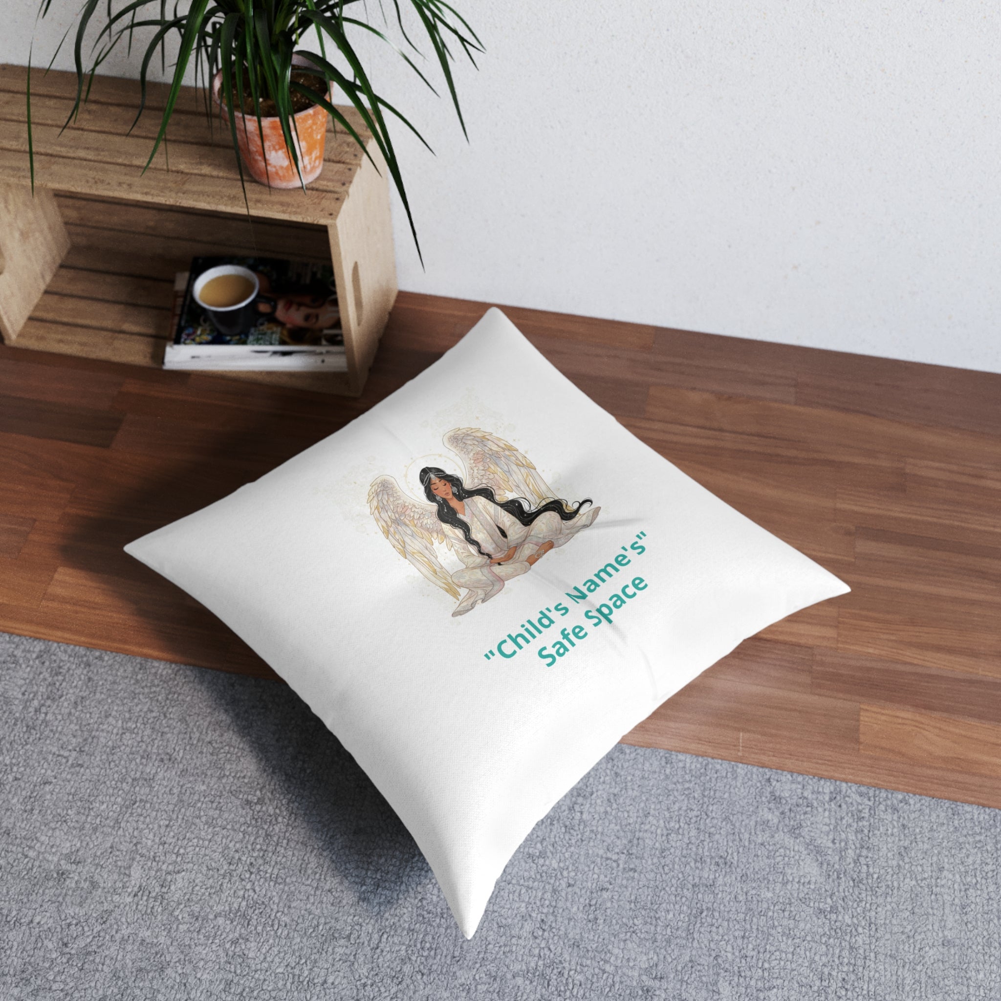 Safe Space Floor Pillow — Personalized Angel Cushion