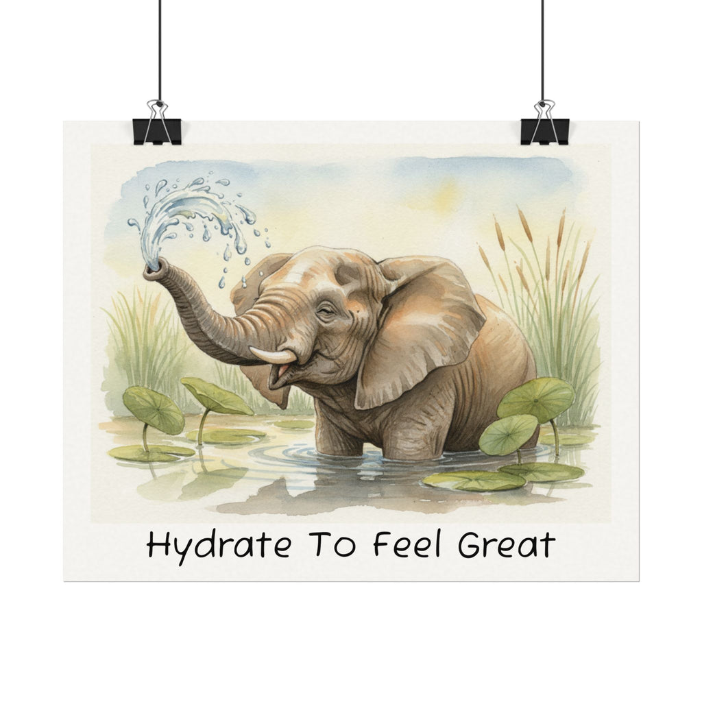 Hydrate To Feel Great - Elephant Watercolor Painting