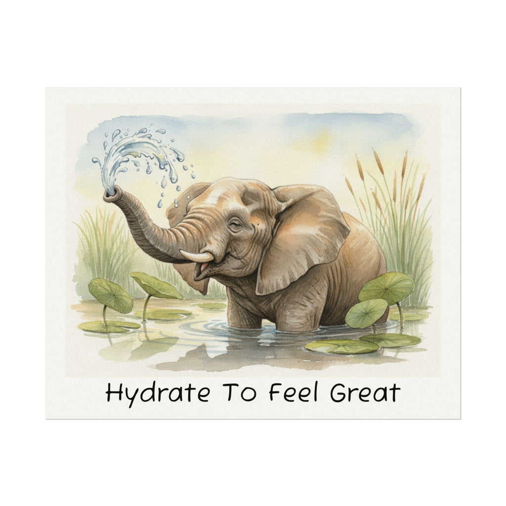 Hydrate To Feel Great - Elephant Watercolor Painting