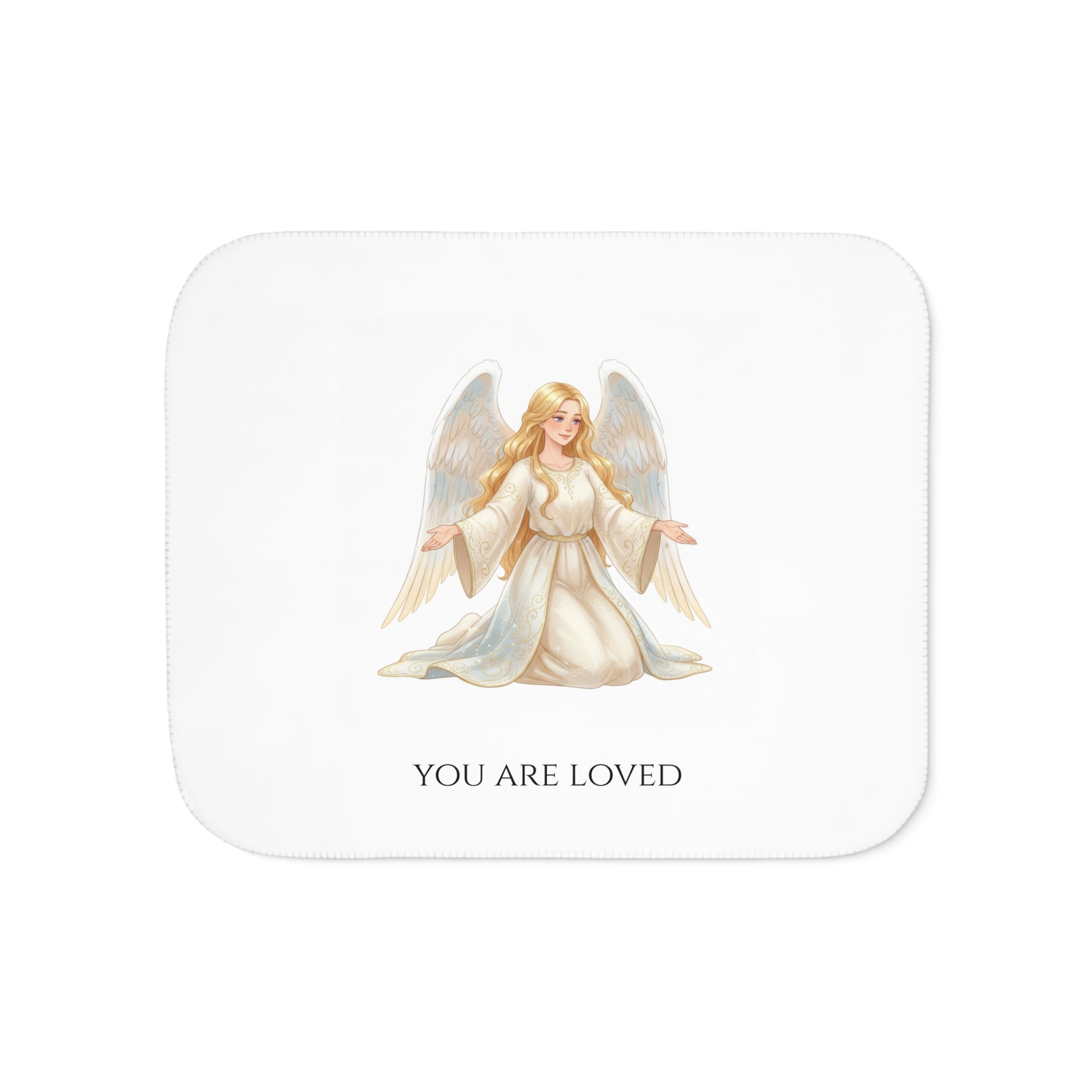 Angel "You Are Loved" Sherpa Blanket — Cozy Two-Tone Throw