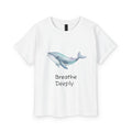 Youth Tee — "Breathe Deeply" Watercolor Whale Relaxation Shirt