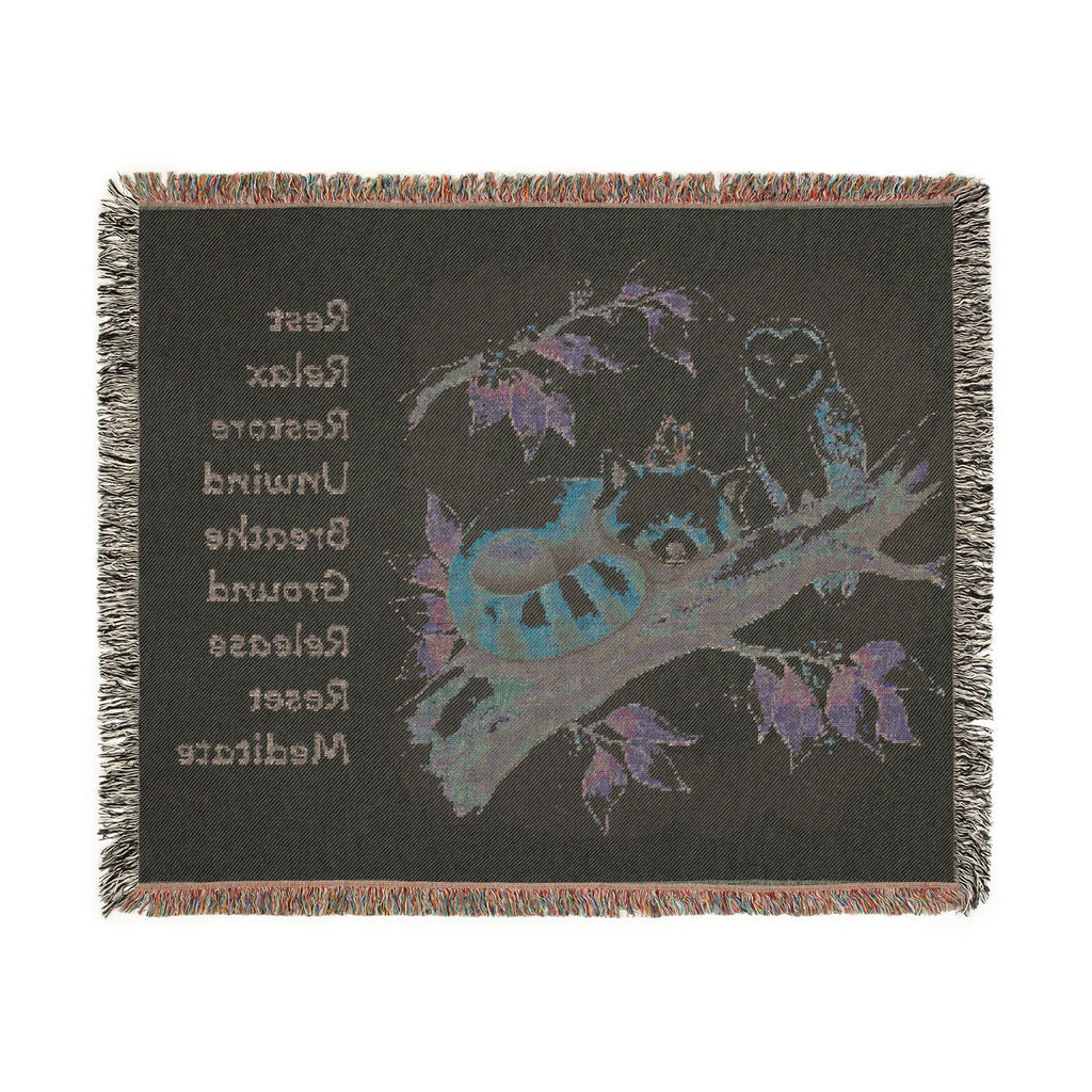 Red Panda Woven Blanket — "Breathe, Relax" Meditation Throw