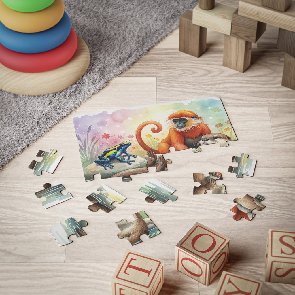 Kids' Animal Friends 30-Piece Puzzle — Otter, Monkey & Frog Toddler Jigsaw